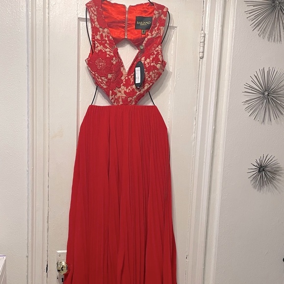 ruby red evening dresses Long Prom Dress with Beaded Corset Bodice main image 1